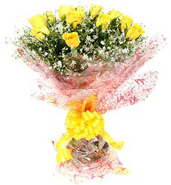 Fresh Floral Greeting Bunch Of 10 Yellow Roses